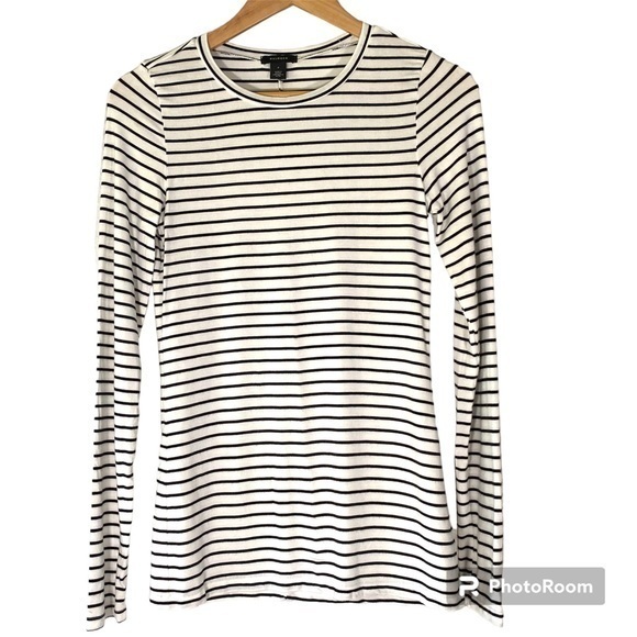 Halogen Tops - HALOGEN Essential Jersey Knit Black And White Striped Long Sleeve Top S